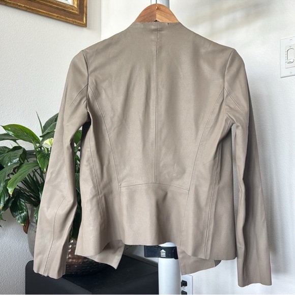 Zara Faux leather Open Front Jacket Sz S Gray Taupe - Picture 6 of 9